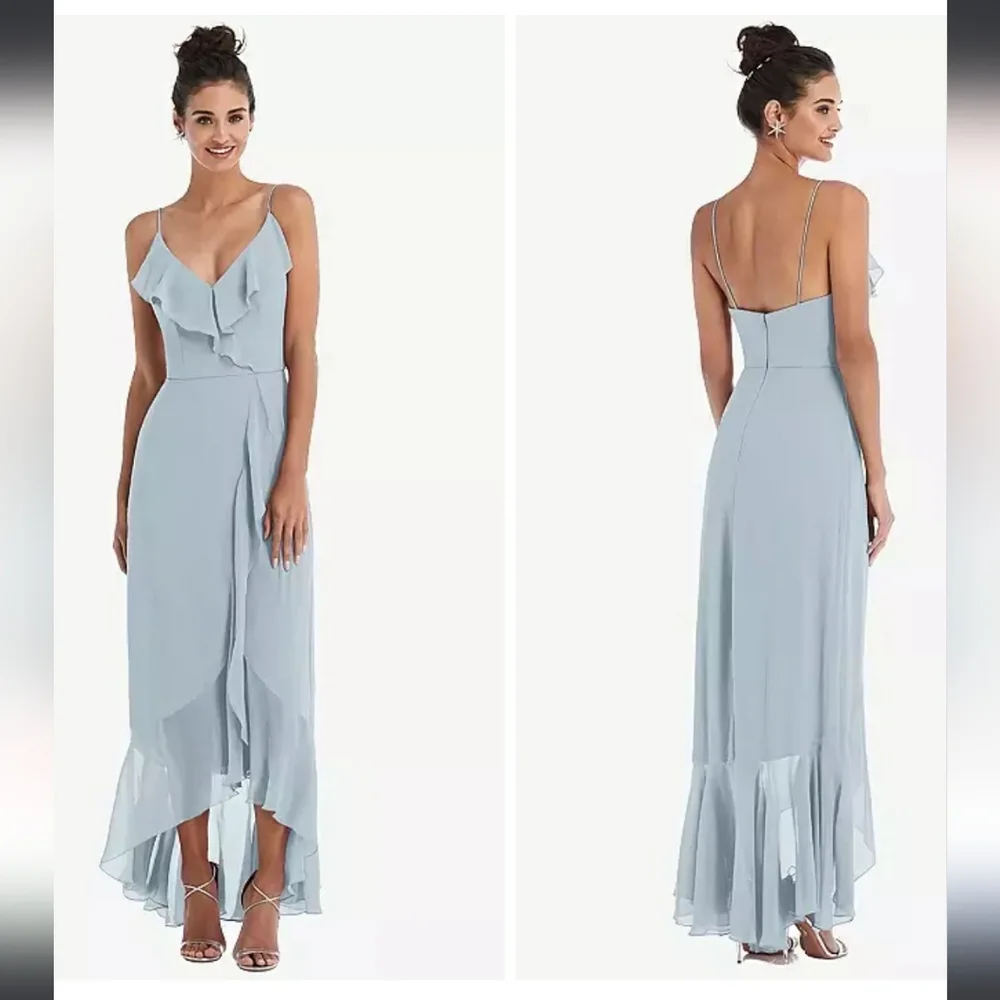 Thread | Dresses | Thread Ruffletrimmed Vneck High Low Wrap Dress In Willow  Womens 6 Nwt | Poshmark
